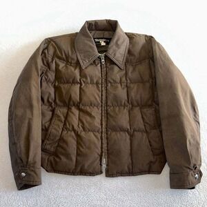 Vintage Tempco Brown Goose Down Puffer Jacket ML Made in USA Talon Zip Western